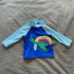 Baby Boden appliqué sea turtle swim rash guard